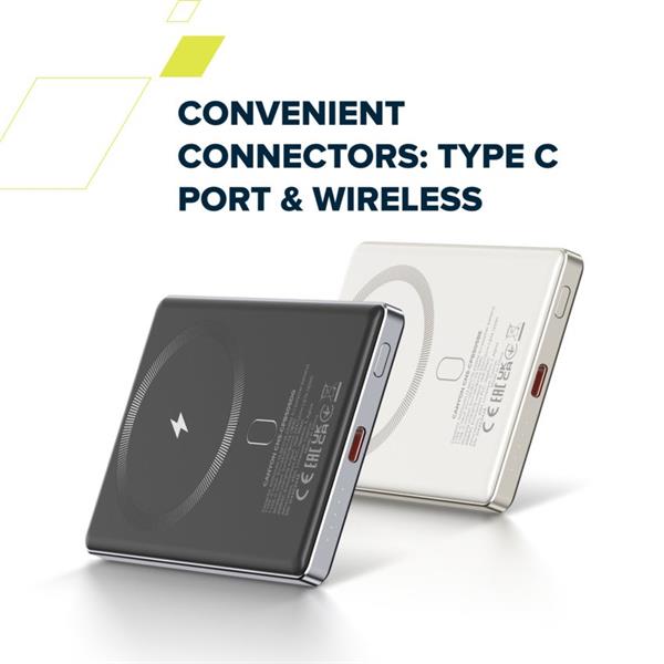 Canyon OnCharge 505, Powerbank, 5.000 mAh, in: USB-C, out: USB-C PD 20W + Wireless Magsafe 15W, ultratenká, béžová8 