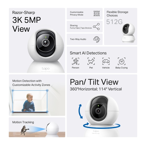 Tapo C230 Pan/ Tilt AI Home Security Wi-Fi Camera0 