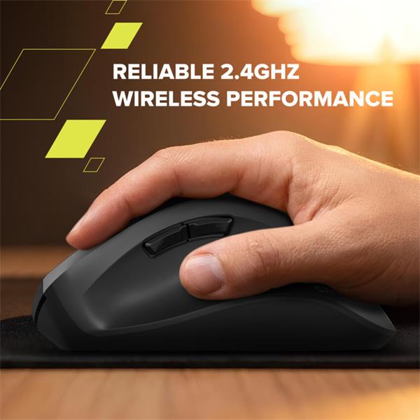 Canyon OnClick 17, ergonomická bezdrôtová optická myš pre pravákov, USB prijímač, 6 tlačidiel, 800/1200/1600 DPI, čierna12 