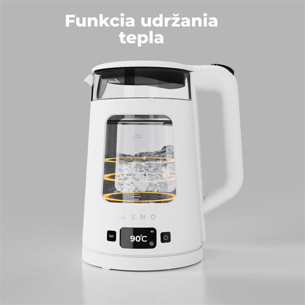 AENO Rychlovarná kanvica EK6 - 1,7l, Strix,dvojité steny, funkcia udržiavania tepla, LEDdisplej,auto vyp11 