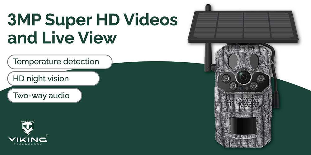 Solárna kamera Viking HDs05 4G/ 2304x1296/ PIR detekcia/ pohybový senzor/ 7800mAh15 