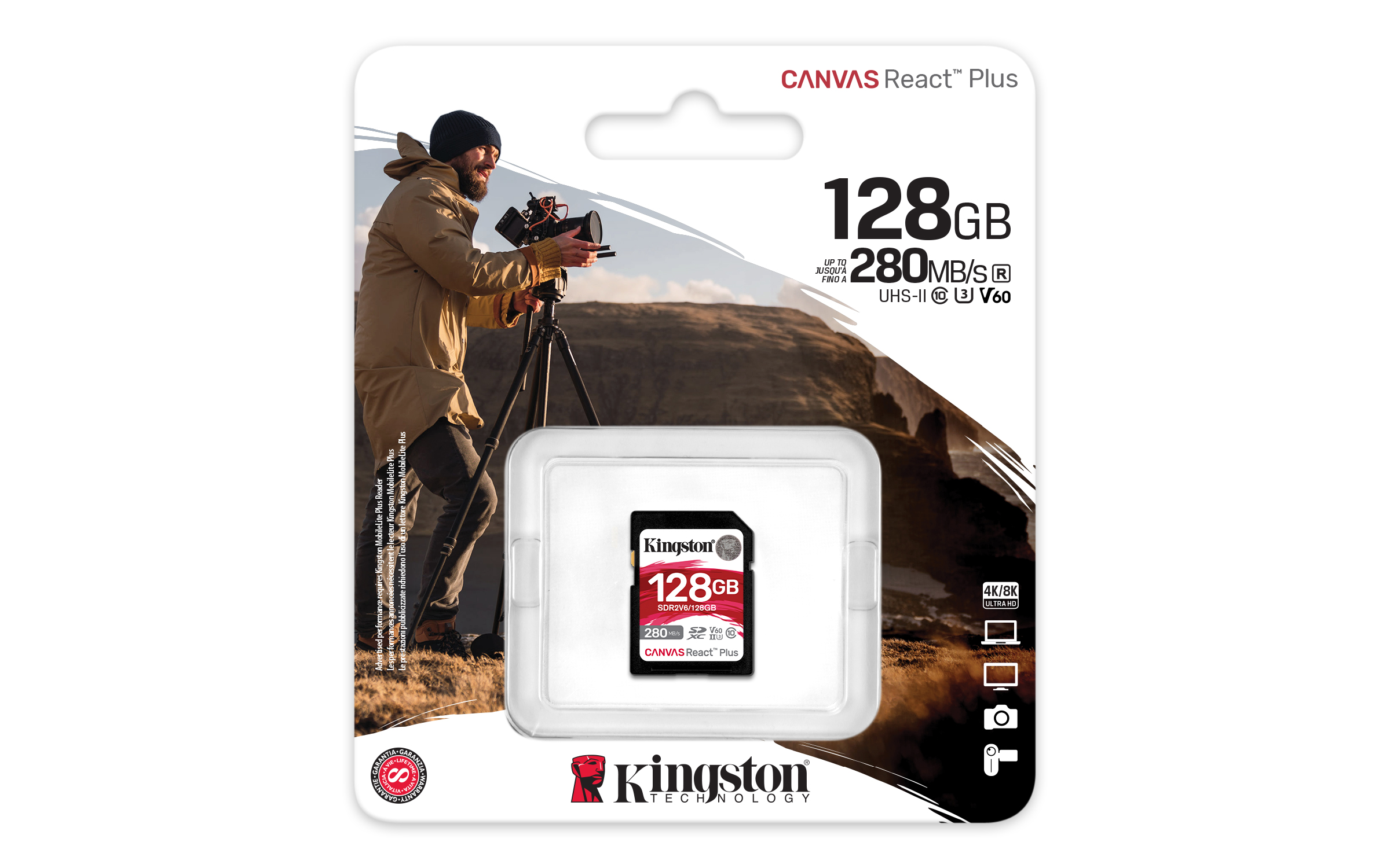 Kingston Canvas React Plus/ SDXC/ 128 GB/ UHS-II U3 ??/ Class 102 