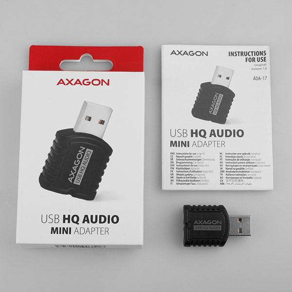 AXAGON ADA-17, USB 2.0 - externá zvuková karta HQ MINI, 96kHz/ 24-bit stereo, vstup USB-A13 