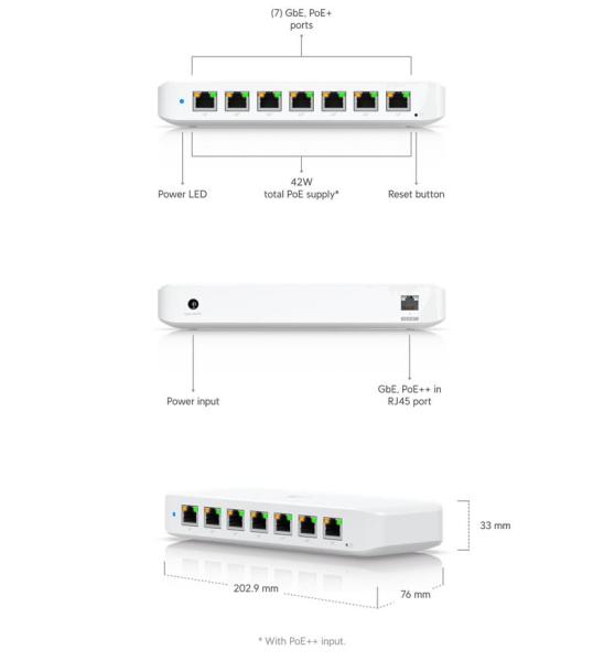 Ubiquiti UniFi switch Gen2 USW-ULTRA   8x1000Mbps    power over PoE  indoor6