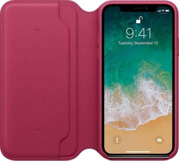 Puzdro iPhone X Leather Folio Berry2