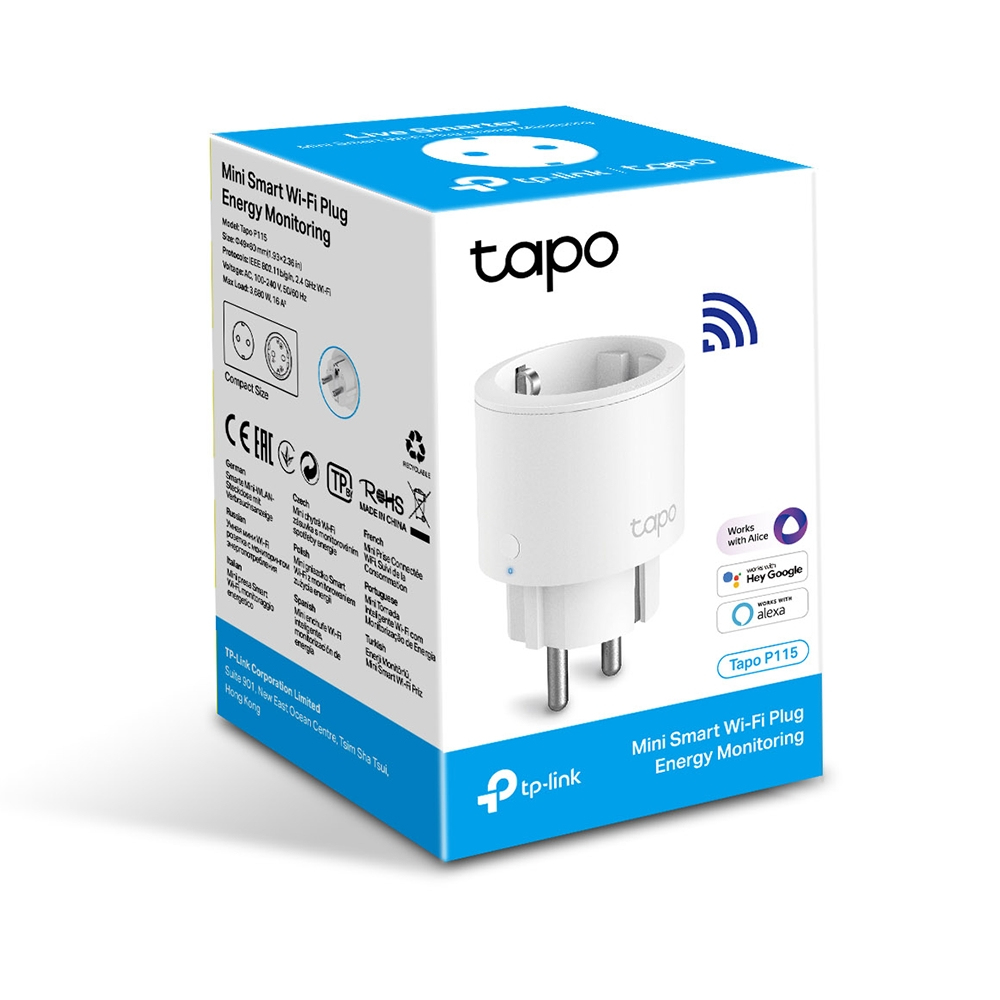 TP-link Tapo P115(1-pack)(EU) WiFi mini múdra zásuvka, Energy monitoring, 16A, nemecký typ zásuvky1 
