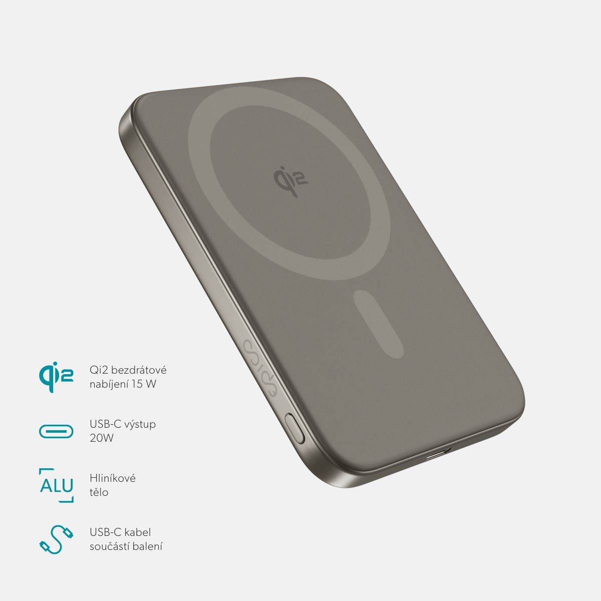 Epico Qi2 5000mAh Alu Mag+ PowerBanka EM51-titán2 