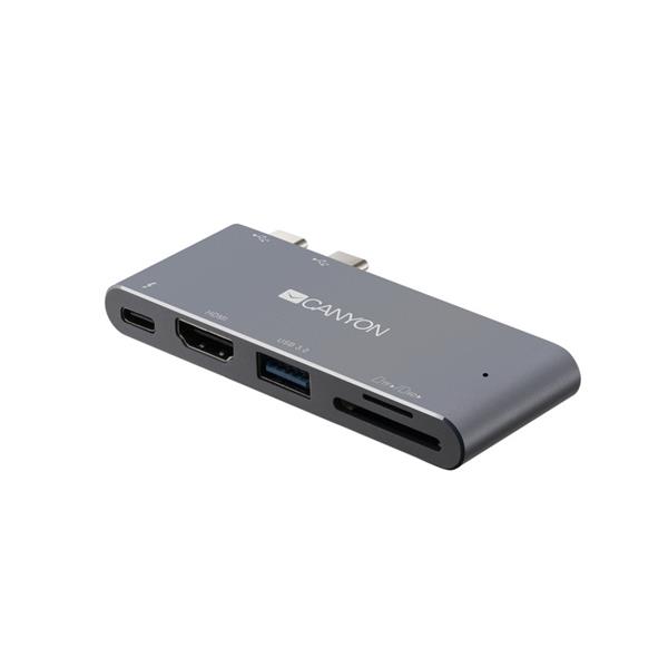 Canyon DS-5, Thunderbolt 3 Docking Station, 5 portov, 1xThunderbolt 3+1xUSB3.0+1xHDM+SD a TF Reader 