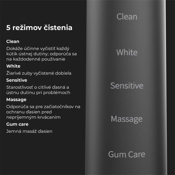 AENO sonická zubná kefka DB6, Čierna, 2 hlavice kefky, DUPONT, 46000 rpm, 5 módov 