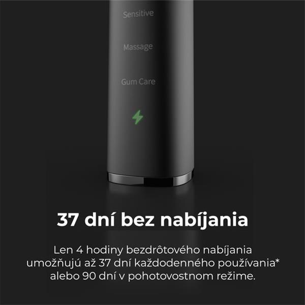 AENO sonická zubná kefka DB6, Čierna, 2 hlavice kefky, DUPONT, 46000 rpm, 5 módov 