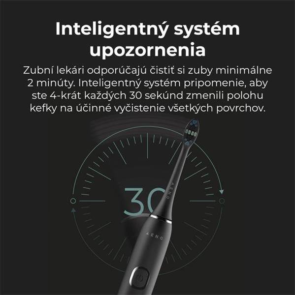 AENO sonická zubná kefka DB6, Čierna, 2 hlavice kefky, DUPONT, 46000 rpm, 5 módov 