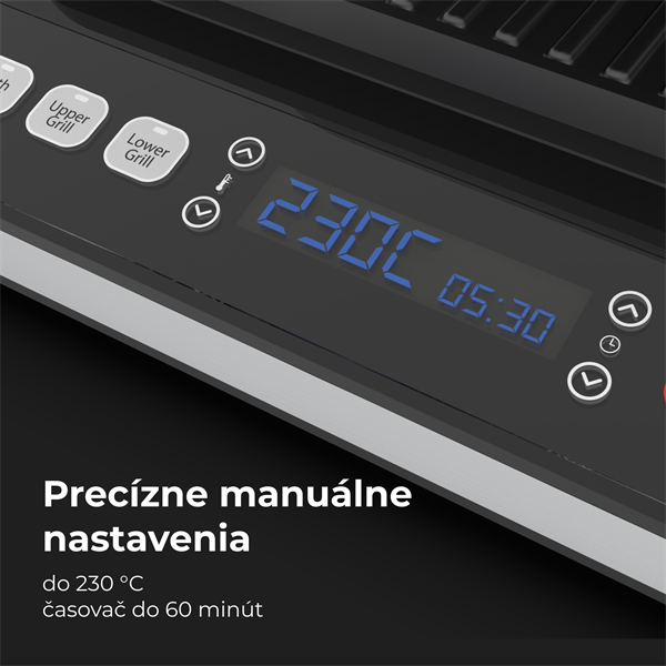 AENO Elektrický gril EG1, 2000W, 320*220mm, 3 režimy ohrevu, uhol otvorenia -180°, Regulácia teploty, Casovac 