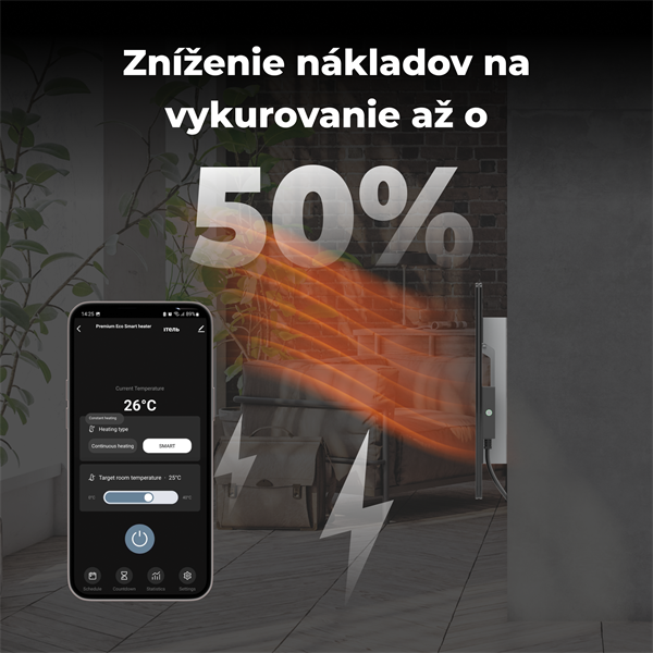 AENO AGH2S Premium Eco Smart Ohrievač čierny, WI-FI, max 700W, Infra 