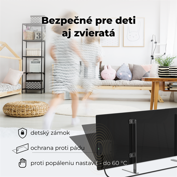 AENO AGH2S Premium Eco Smart Ohrievač čierny, WI-FI, max 700W, Infra 