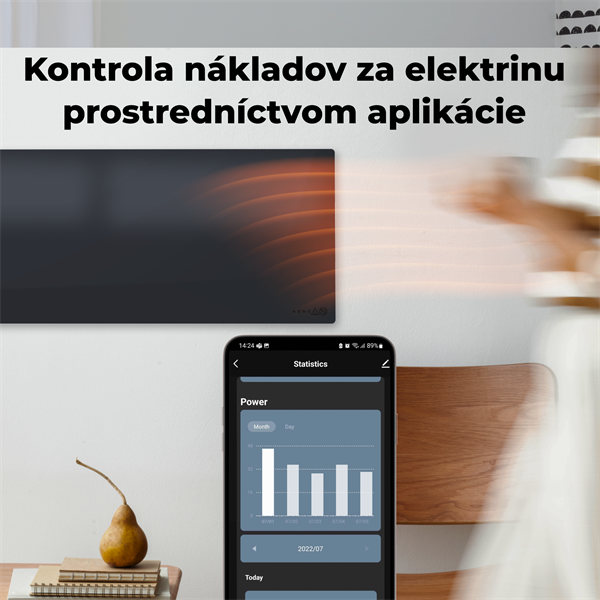 AENO AGH2S Premium Eco Smart Ohrievač čierny, WI-FI, max 700W, Infra 
