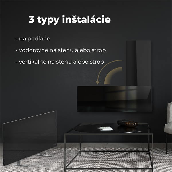 AENO AGH2S Premium Eco Smart Ohrievač čierny, WI-FI, max 700W, Infra 