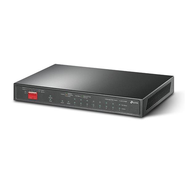 10-Port Gigabit Desktop Switch with 8-Port PoE+ PORT: 8× Gigabit PoE+ Ports, 2x Gigabit Non-PoE Ports, 1× Combo Gigabit  