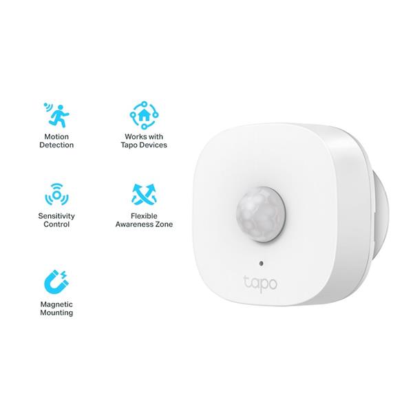 Smart Motion Sensor SPEC: 868 MHz, battery powered(1*CR2450), 120° / 5m detection range Feature: Tapo smart app, Tapo Io 
