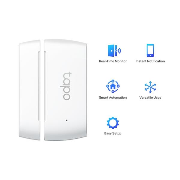 Smart Door/Window Sensor SPEC: 868 MHz, battery powered(1*CR2032), 3M tape paste Feature: Tapo smart app, Tapo IoT hub r 