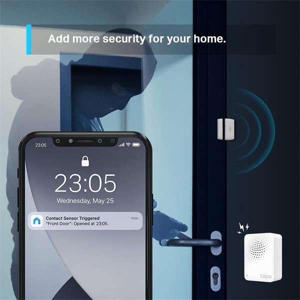 Smart Door/Window Sensor SPEC: 868 MHz, battery powered(1*CR2032), 3M tape paste Feature: Tapo smart app, Tapo IoT hub r 