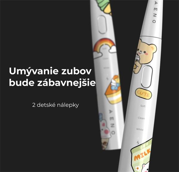 AENO sonická zubná kefka DB7, Biela, 3 módy,1 kefka+nálepky, 30 000 ot/min, 100 dní bez nabíjania, IPX7 
