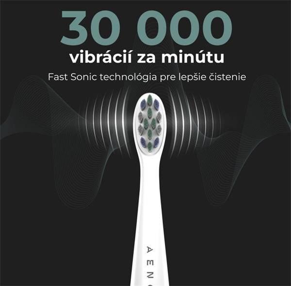 AENO sonická zubná kefka DB7, Biela, 3 módy,1 kefka+nálepky, 30 000 ot/min, 100 dní bez nabíjania, IPX7 