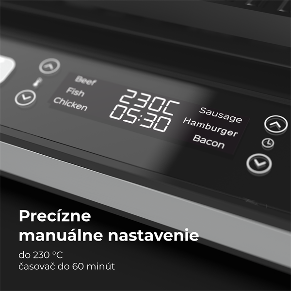 AENO Elektrický gril EG5, 2000W, 6 režimov ohrevu, uhol otvorenia -180°, Regulácia teploty, Casovac 
