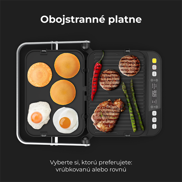 AENO Elektrický gril EG5, 2000W, 6 režimov ohrevu, uhol otvorenia -180°, Regulácia teploty, Casovac 