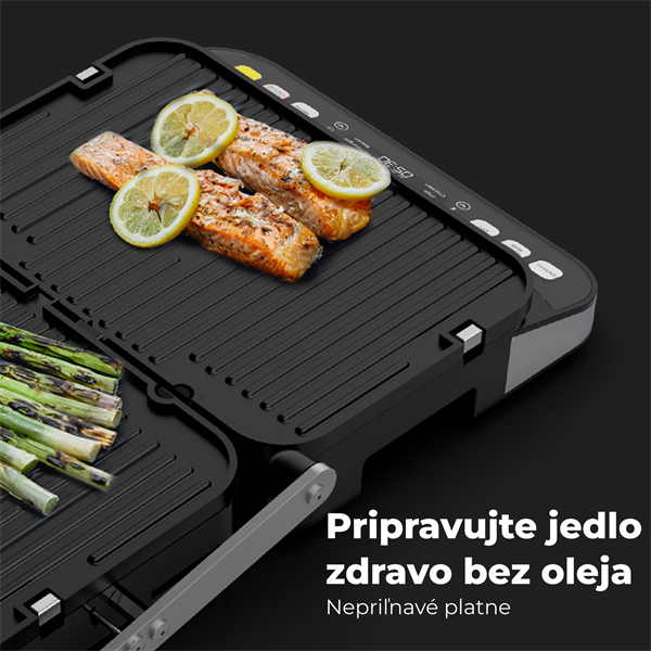 AENO Elektrický gril EG5, 2000W, 6 režimov ohrevu, uhol otvorenia -180°, Regulácia teploty, Casovac 