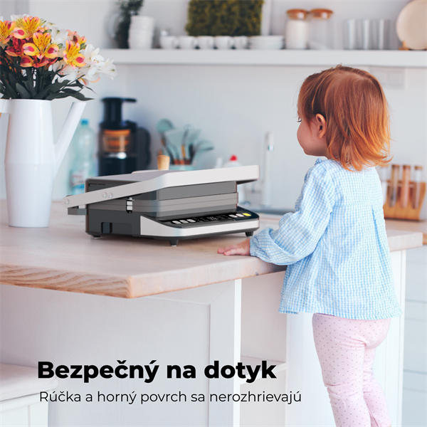 AENO Elektrický gril EG5, 2000W, 6 režimov ohrevu, uhol otvorenia -180°, Regulácia teploty, Casovac 