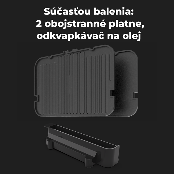 AENO Elektrický gril EG5, 2000W, 6 režimov ohrevu, uhol otvorenia -180°, Regulácia teploty, Casovac 