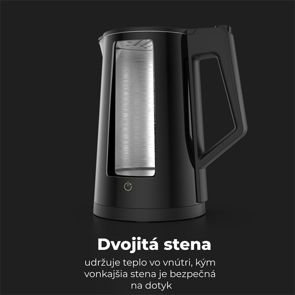 AENO Rychlovarná smart kanvica EK7S - cierna 2200W,1,7 l,Strix,dvojité steny,regulácia teploty,WiFi, LEDdisplej,auto vyp 