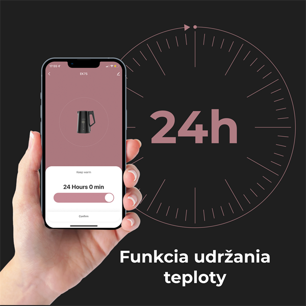 AENO Rychlovarná smart kanvica EK7S - cierna 2200W,1,7 l,Strix,dvojité steny,regulácia teploty,WiFi, LEDdisplej,auto vyp 