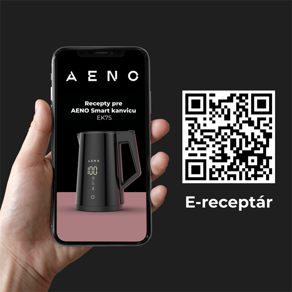 AENO Rychlovarná smart kanvica EK7S - cierna 2200W,1,7 l,Strix,dvojité steny,regulácia teploty,WiFi, LEDdisplej,auto vyp 