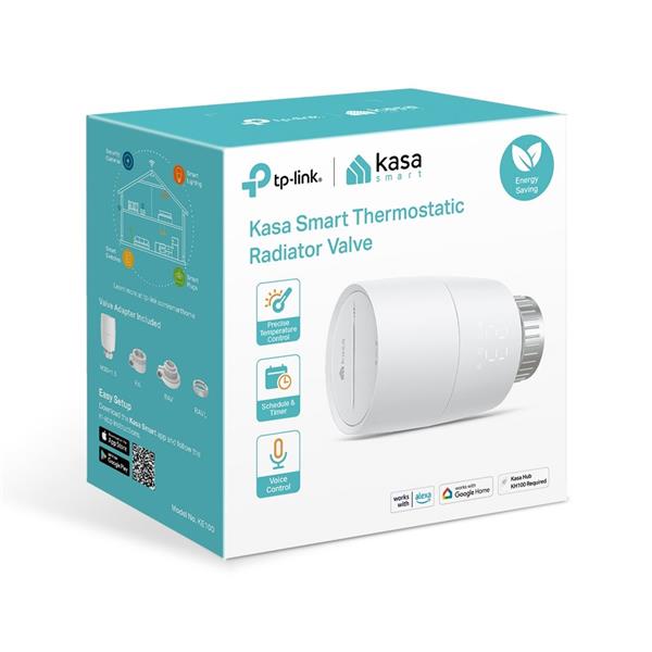 Kasa Smart Thermostatic Radiator Valve SPEC: 1 x Thermostat, 868 MHz, battery powered(2*AA), 5-30? temperature control,  