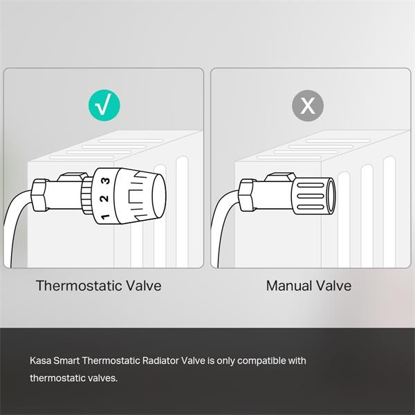 Kasa Smart Thermostatic Radiator Valve Starter Kit SPEC: 1 x KH100 + 1 x KE100, 5-30? temperature control, M30*1.5mm con 