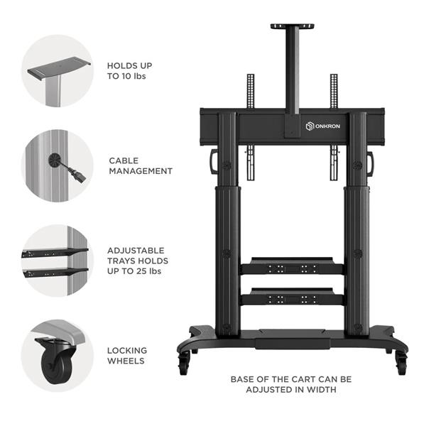 ONKRON TV mobilný stojan  pre 60 až 100" obrazovky do 136 kg, čierny 