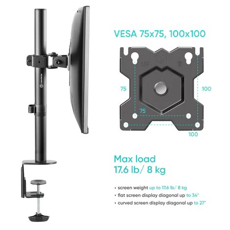 ONKRON Stolný držiak na monitor,13 až 34"max 8 kg, čierny 