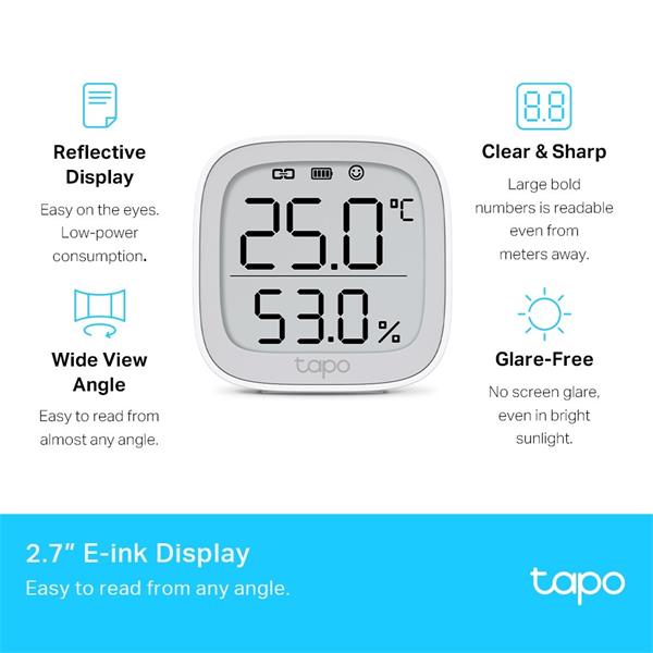 Smart Temperature and Humidity Monitor SPEC: 868 MHz, battery powered(2*AAA), 2.7 inch E-ink display, temperature range  