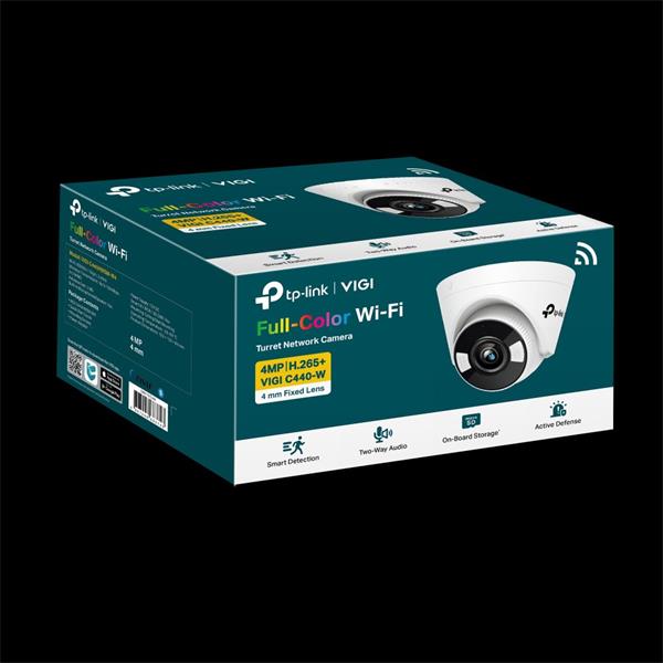 4MP Full-Color Wi-Fi Turret Network Camera SPEC:2.4G 150Mbps, 2*2 MIMO, H.265+/H.265/H.264+/H.264, 1/3" Progressive Scan 