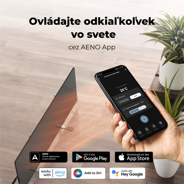 AENO AGH4S Premium Eco Smart Ohrievač, čierny, LED, WI-FI, max 700W, Infra 