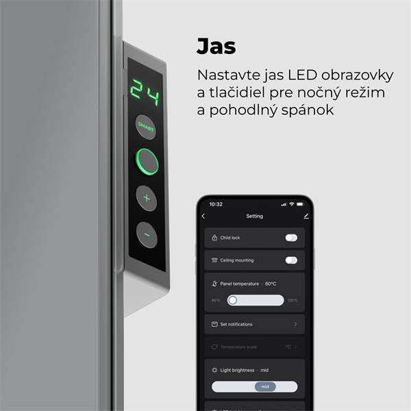 AENO AGH5S Premium Eco Smart Ohrievač, LIMITOVANÁ EDÍCIA GREY Šedá, LED, WI-FI, max 700W, Infra 
