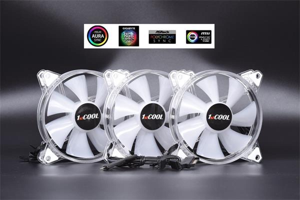 1stCOOL KIT AURA EVO CRYSTAL ARGB 3x CRYSTAL White 120mm ventilátor + ARGB Nano radič 