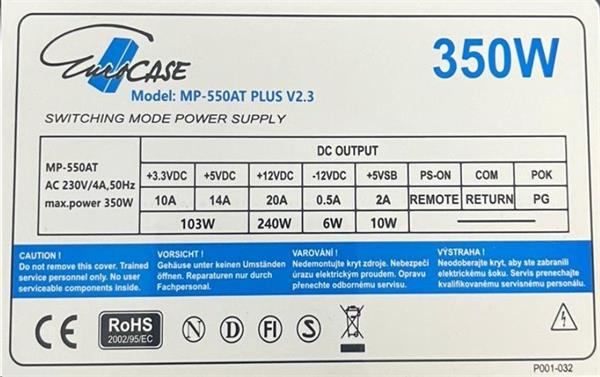 Eurocase 350W-ATX, 12cm ventilátor, bulk 