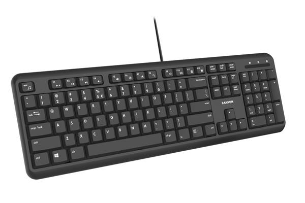 Canyon HKB-20, klávesnica, USB, séria Velvet Tread - tichá 104 kláv, 13 multimed., štíhla, čierna, SK/CZ 