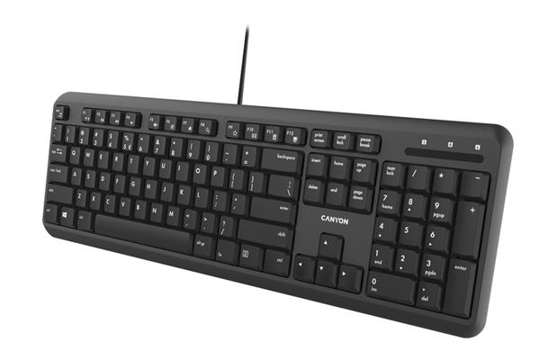 Canyon HKB-20, klávesnica, USB, séria Velvet Tread - tichá 104 kláv, 13 multimed., štíhla, čierna, SK/CZ 