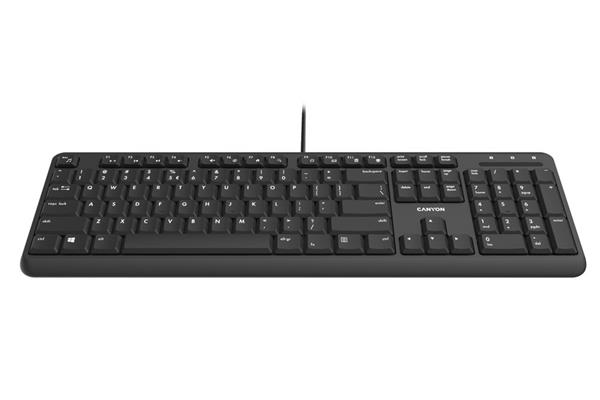 Canyon HKB-20, klávesnica, USB, séria Velvet Tread - tichá 104 kláv, 13 multimed., štíhla, čierna, SK/CZ 