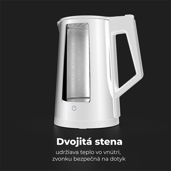 AENO Rýchlovarná smart kanvica EK8S biela, 2200W,1,7 l,Strix,dvojité steny,regulácia teploty,WiFi, LEDdisplej,auto vyp 