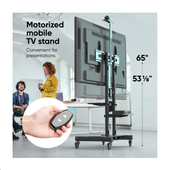 ONKRON Mobilný motorizovaný TV stojan s diaľkovým ovládaním,  50""- 86"" do 90 kg, TS1881 eLift VESA: 200x200 - 800x500  