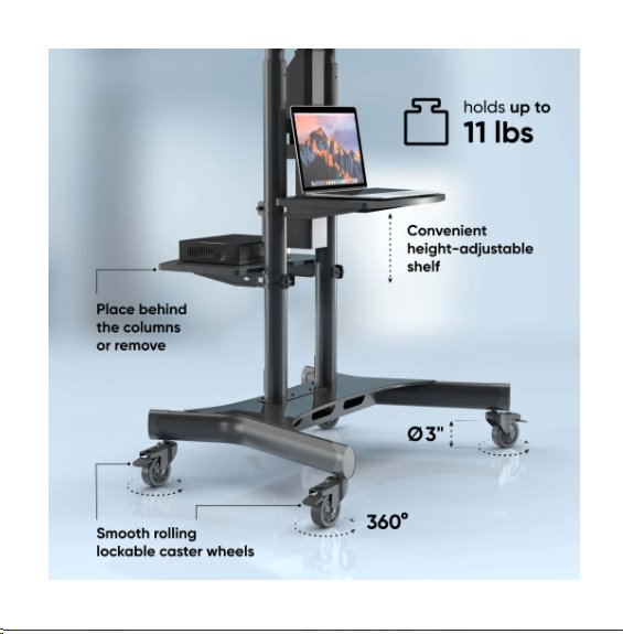 ONKRON Mobilný motorizovaný TV stojan s diaľkovým ovládaním,  50""- 86"" do 90 kg, TS1881 eLift VESA: 200x200 - 800x500  